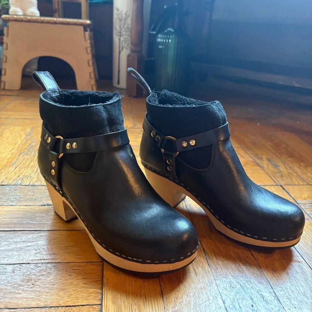 Swedish Hasbeens Rivet Platform Clog Boots - image 1